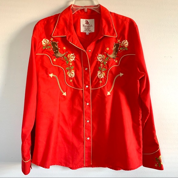 ranger’s Tops - Vintage rangers western cowgirl shirt embroidered